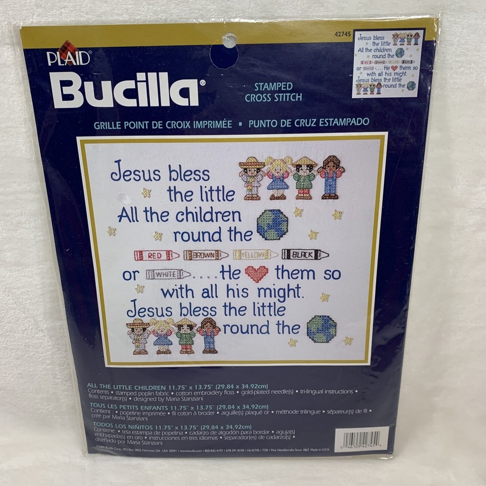 NIP Bucilla Stamped Cross Stitch Kit All The Little Children 42745 Jesus NEW HTF